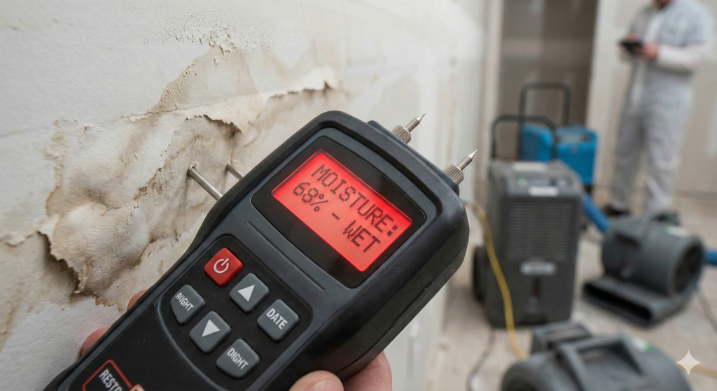 Moisture detection during water damage restoration